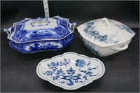 2 Made in England Lidded Porcelain & Japan Dish