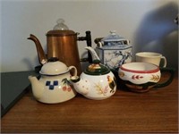 NUMEROUS TEA POTS, MISCELLANOUS ITEMS