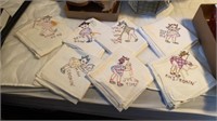SET OF 7 HAND TOWELS HAND STITCHED
