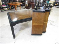 Oriental Style Black Wood Dining Table w/ Leaves