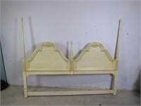 Vintage Yellow Toned Wooden Headboard, King