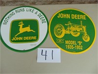 2 metal John Deere signs