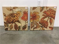 Pair of Floral Canvases