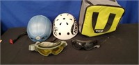 Box 2 Helmets, 2 Pair Goggles,Tool Bag