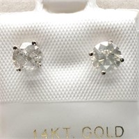 14K White Gold Diamond(.7Ct) Stud Earrings SJC