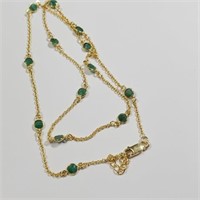Yellow Gold Plated Sterling Emerald Necklace SJC