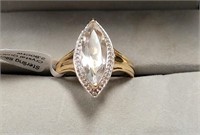 Yellow Gold Plated Sterling Crystal Quartz Ring SJ