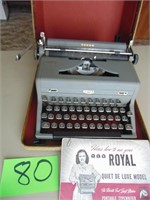 Royal typewriter w book and case