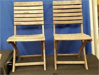 2 Folding Wood Chairs