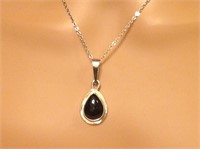 Sterling Silver Necklace Onyx Pendant