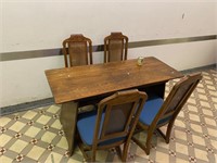 Ensemble table et chaises en bois précieux