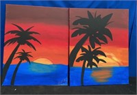 2 Paint Night Canvases-Sunset