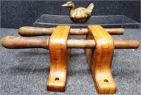 Cast Iron Duck Dish & Unusual Wooden Tool
