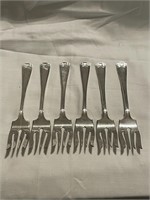 Six Sterling Silver Salad Forks