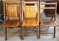 (3) Vintage Wooden Folding Chairs - 1 is ACME