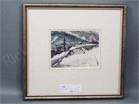 watercolor S. Watt, "avalanche slope" 11" x 11.5"