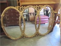 47, Vintage Bassett gold triple mirror