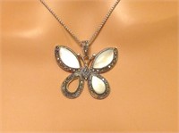 Sterling Silver Marcasite Butterfly Necklace