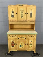 Hand Painted Nc Enamel Top Hoosier Cabinet