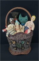 Basket Of Stuffed Handmade Dolls