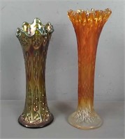 2x Carnival Glass Vases