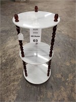3 Tiered Marble and Wood Display Stand