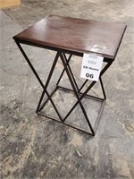 Small Wood and Metal End Table, 18" x 14" x 24"