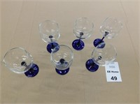 Lot of 6 Cobalt Stem Wine Glasses