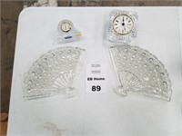Crystal Glass Fan And Clock Home Decor
