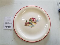 Cooksville Red Lined Plate With Cottage