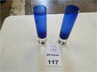 Set of 2 Blue Glass Cups
