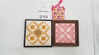 Cross-stitch  Wooden Wall Hangings Lot Of 3