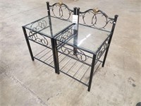 Set Of 2 Glass Top Side Tables