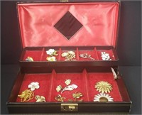 Vintage Mid Century Jewelry Box With Enamel &