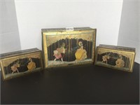 3 METAL BOXES - LARGEST IS 11" X 7 3/4"