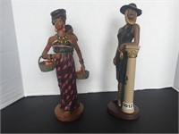 2 WOMEN STATUES - TALLEST 13" (Small chip)
