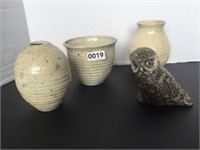 3 POTTERY PIECES - TALLEST 9 1/2" & OWL