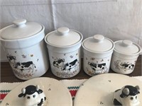 Holstein Cow Canister Set & Stovetop Covers