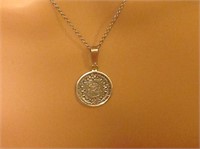 Sterling Silver Mayan Calender Necklace
