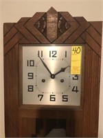 Hand-Carved Oak Wind-Up Clock w/Key