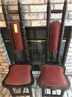 Pair of Slim Ornate Chairs (Wood & Velvet)