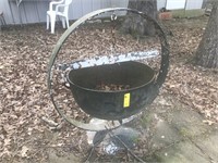 Wrought-Iron Hanging Cauldron w/Base