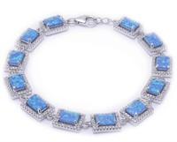 Radiant Cut Fire Blue Opal Tennis Bracelet