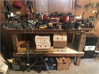 Wooden Work Bench w/Contents