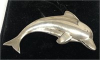 Sterling silver dolphin brooch