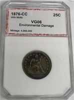 1876 Carson City w/motto Seated Quarter