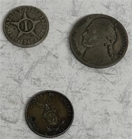 1941 Ten Cent, 1943-P Nickel, 1946-250M Uncentavo