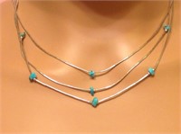 Sterling Liquid Silver and Turquoise Necklace