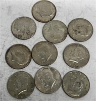 (10) 1969-D 40% Silver Half Kennedys