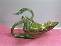 Sooner Green Glass Swan